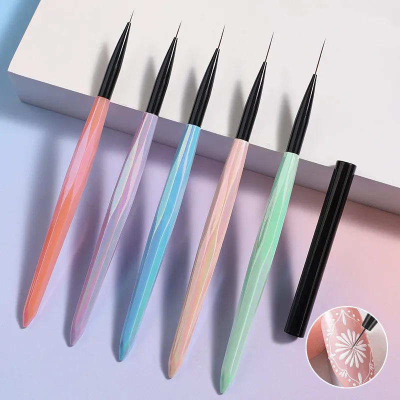 6/9/12/15/18mm Colourful Diamond Gradient Nail Brush Nail Art Brush Line Painting Brushes Crystal Acrylic Thin Liner Drawing Pen