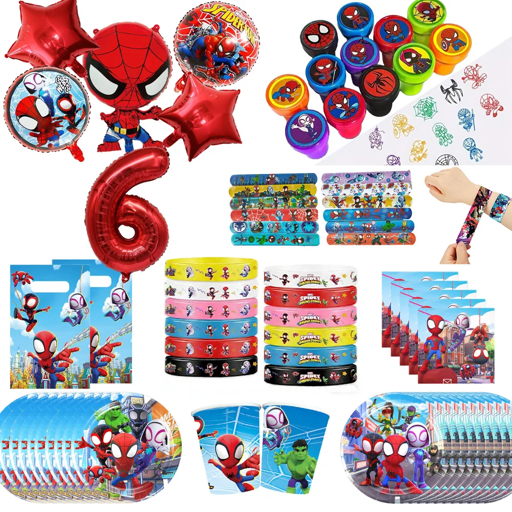 

Spidey and His Amazing Friends Birthday Decorations Party Supplies Tablecloths spiderman Balloon Party Return Favors Baby Shower