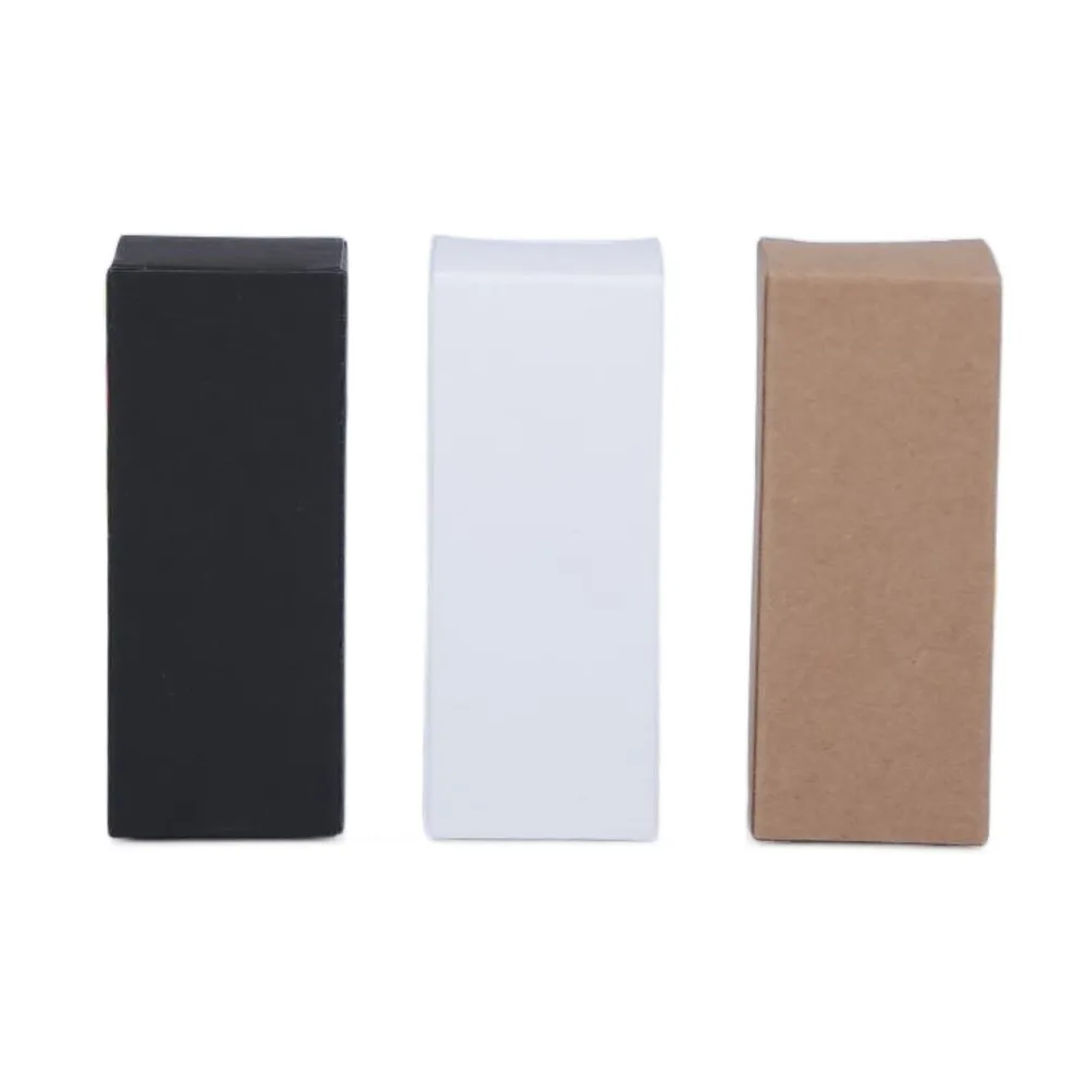 

2000pcs Black Kraft Paper Box For Essential Oil Perfume Bottle 10ml/15ml/20ml/30ml/50ml/100ml Lipstick Packaging White Boxes