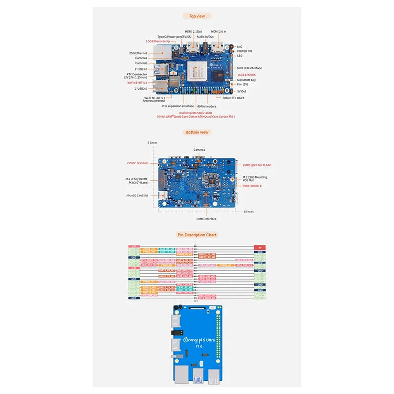 

Плата разработки A13E-слот для Orange Pi 5 Ultra Wifi + BT M2 SSD 6TOPS NPU Ultra Mini PC работает для Android 12