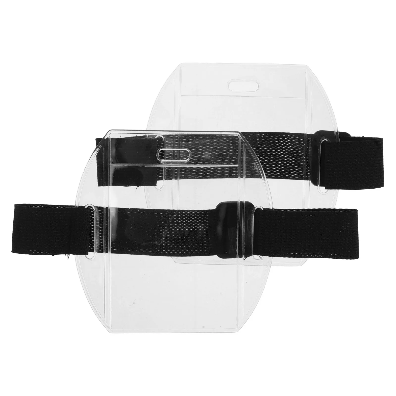 

1Pair Arm Badge Holder Armband Adjustable Elastic Clear PVC Sleeve Id Card Holder Name Tag Badge Carrier Sports Use