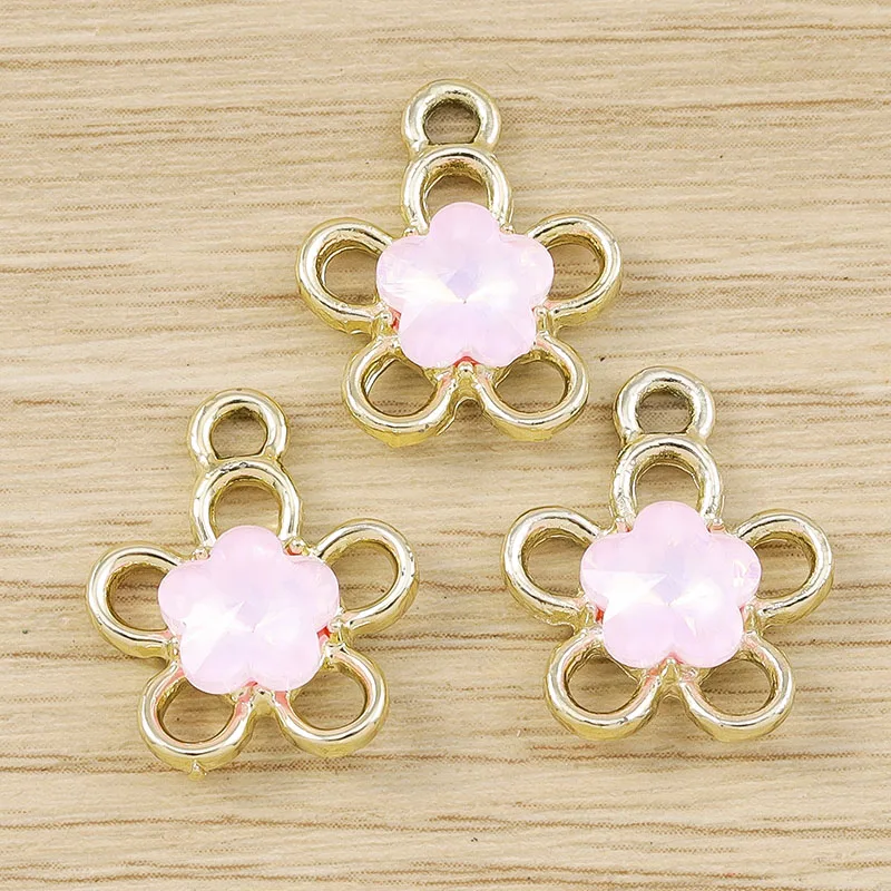 Tusember 10 Stück 14*18mm Niedliche Exquisite Kristallblumen-Anhänger für Schmuckherstellung DIY Tropfenohrringe Halskette Basteln – Detail 18