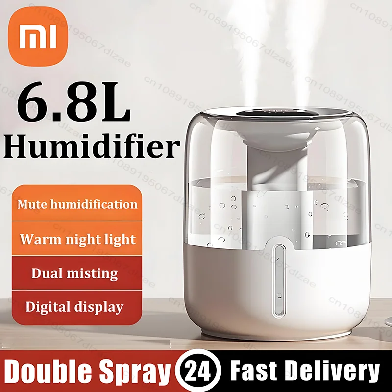 Xiaomi 6.8L Large Capacity Double Spray Quiet Humidifier USB For Home Bedroom Office With LED Night Light Essential Oil Diffuser