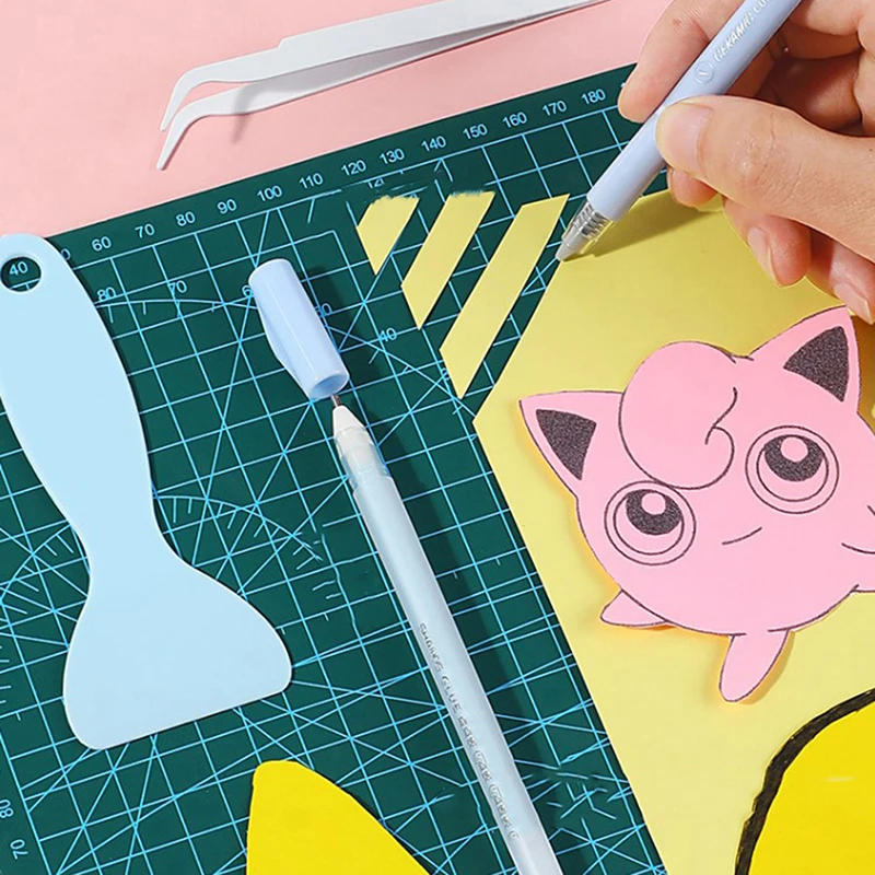 4 Pcs Craft Basic Set Tools Kits Including Paper Cutter Tweezers Scraper Glue Sticks Pens For Scrapbooking