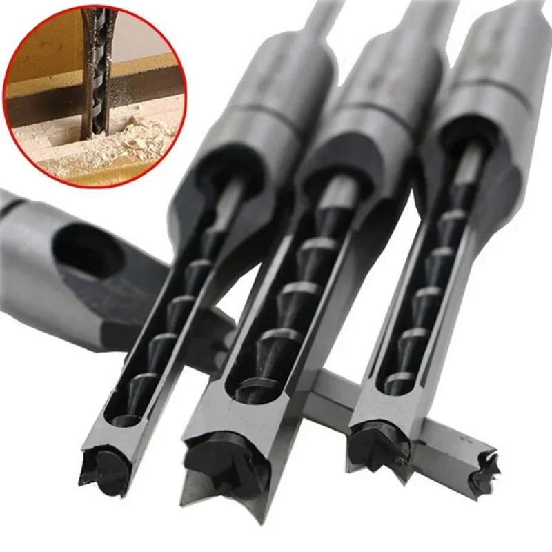 4pcs 6.357.94/9.5/12.7 HSS Square Hole Drill Bit mortising Woodworking Tool