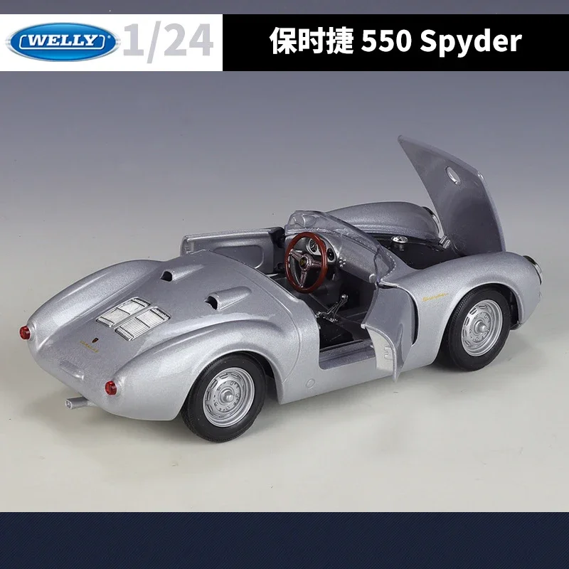 WELLY 1:24 Porsche 550 Spyder Convertibl Alloy Car Diecasts & Toy Vehicles Car Model Miniature Scale Model Car Toys For Children