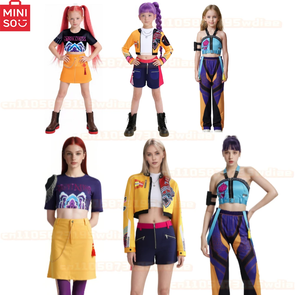 

MINISO Kids mira zoey KPop Rumi Cosplay Costume Wig Women Girls Halloween Carnival Comic-con Party Role Playing Outfits