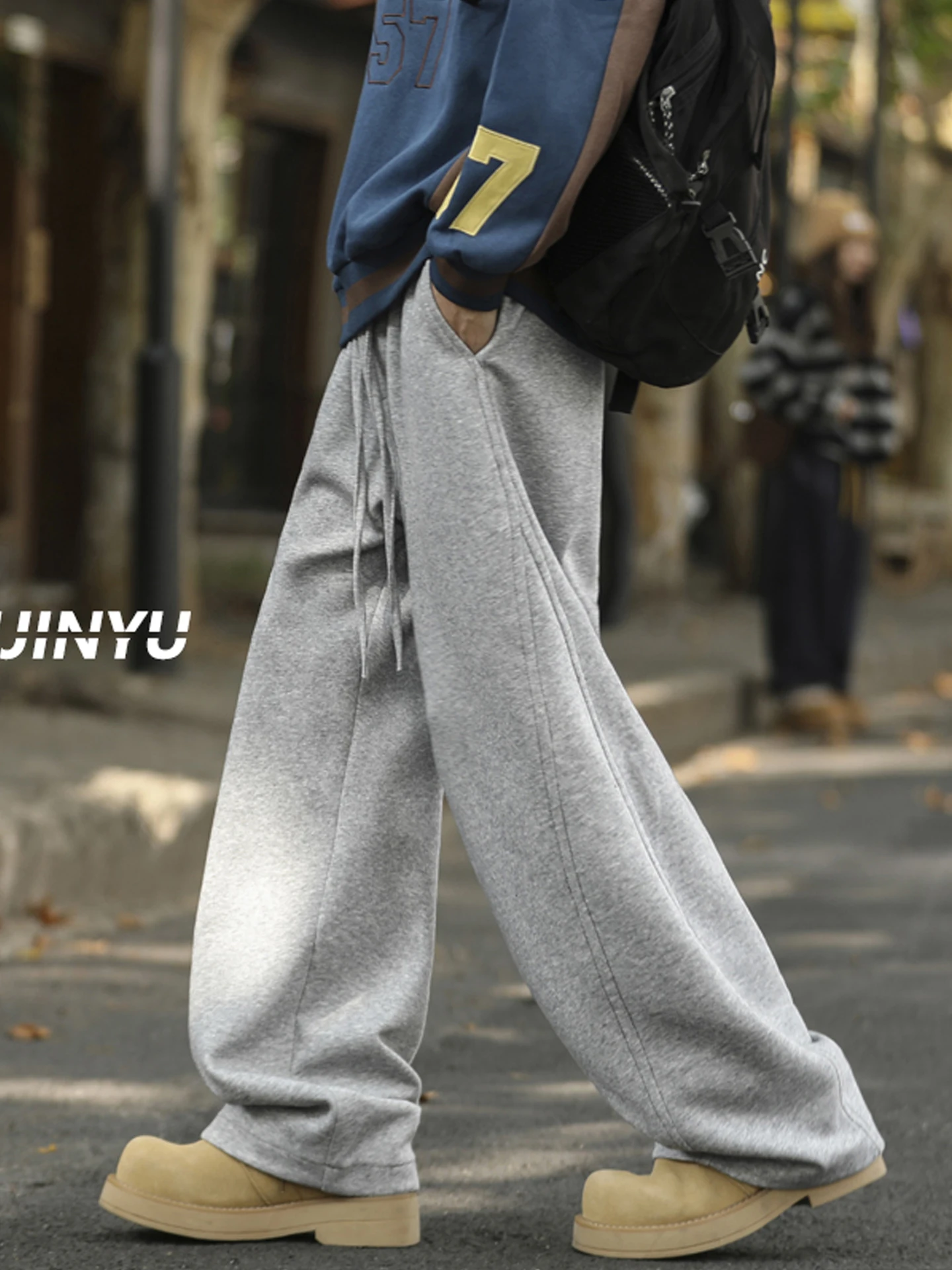 

Мужские повседневные брюки с прямыми штанинами, осень-зима, свободные драпированные спортивные длинные брюки, модные повседневные брюки с широкими штанинами