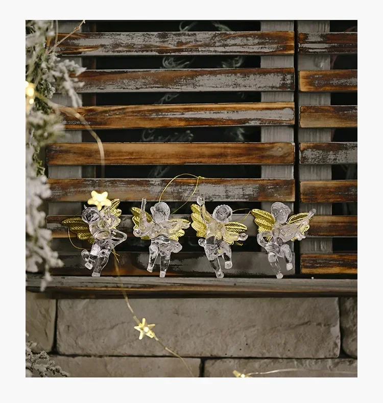 1 Set Christmas Series Transparent Angel Pendant Creative New Little Angel Christmas Tree Ornament Party Supplies Accessories