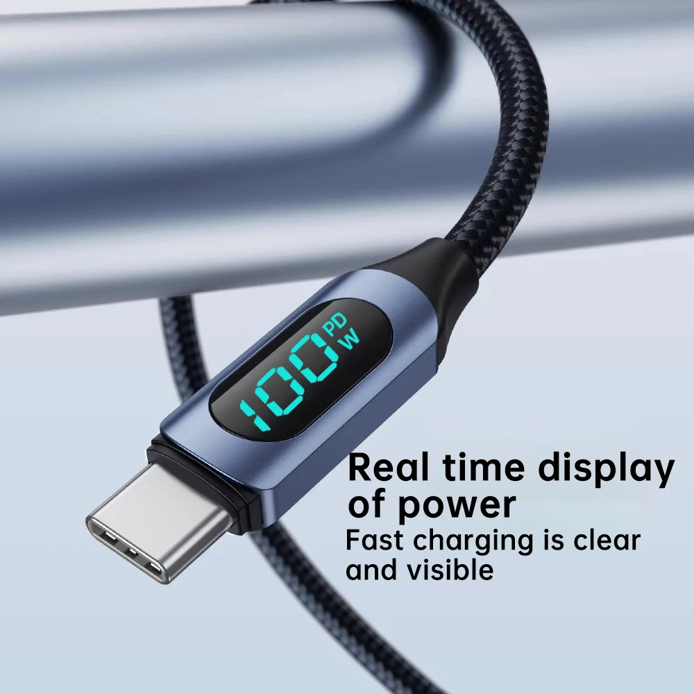 NNBILI نوع C إلى نوع C كابل 100 واط PD شحن سريع شاحن USB C إلى USB C عرض كابل ل Xiaomi POCO F3 Realme Macbook iPad