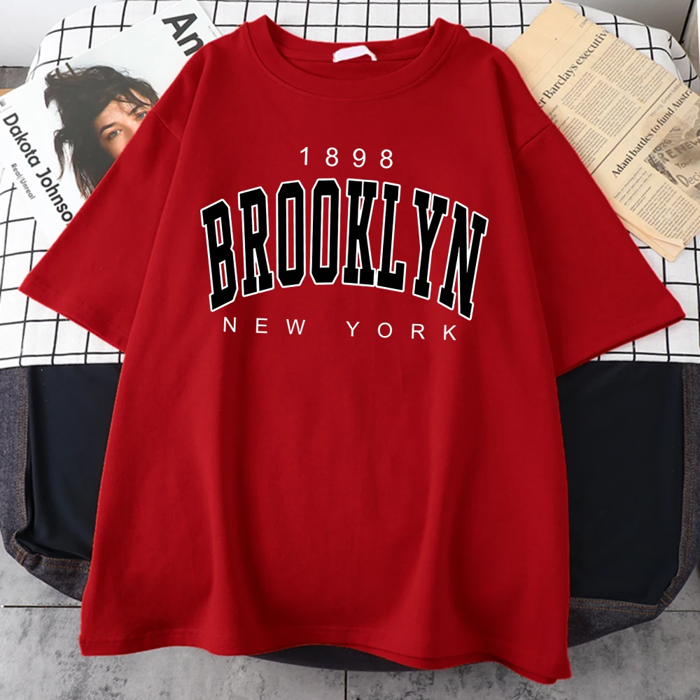 1898 Brooklyn New York  Prints Cotton Tshirt Loose Summer Tshirts Sport Individual Slimclothes Harajuku All-Matchman T-Shirts