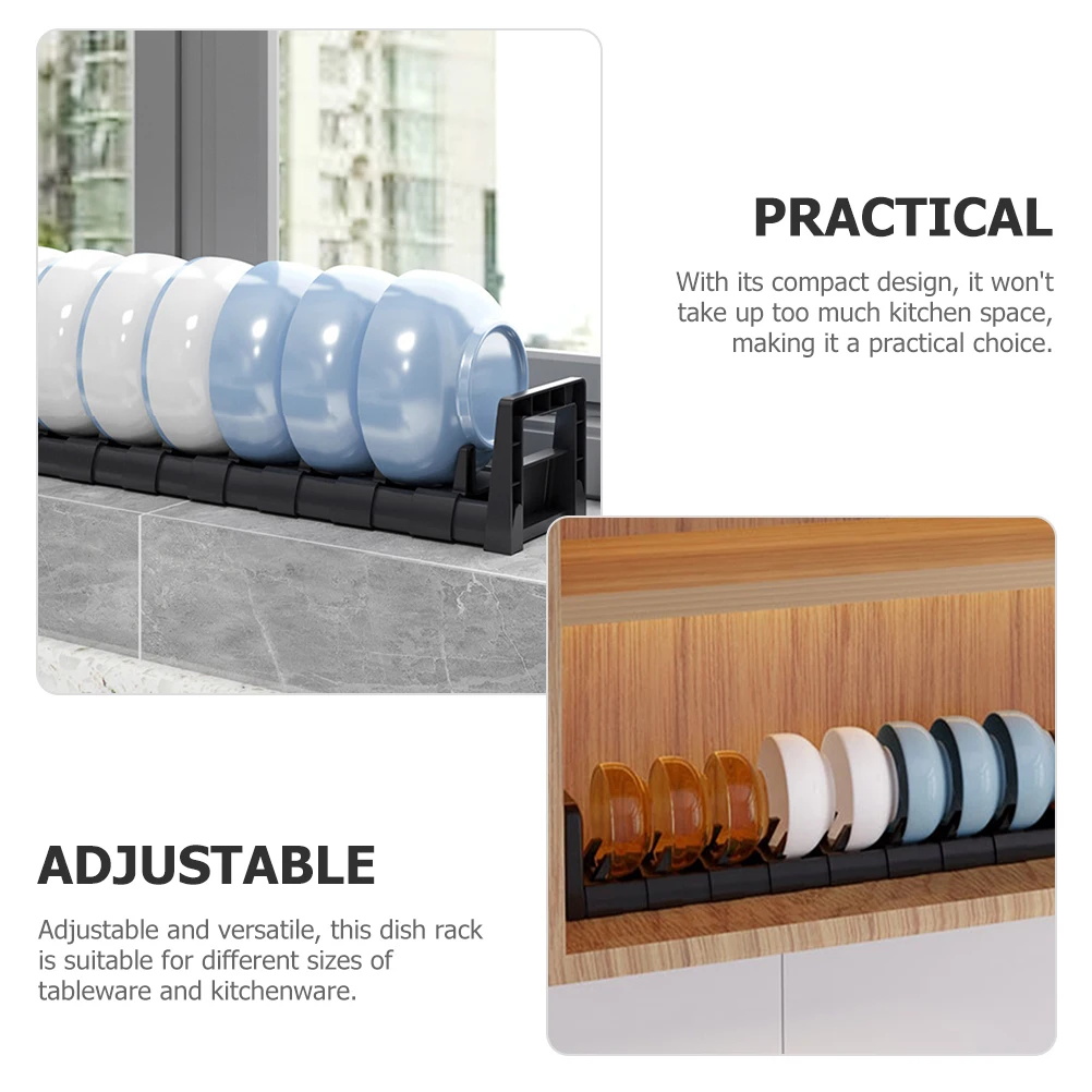 

8-Grid Black Drying Rack for Kitchen Bowls Dishes Compact Storage Solution Drainage Design Suitable Various Styles