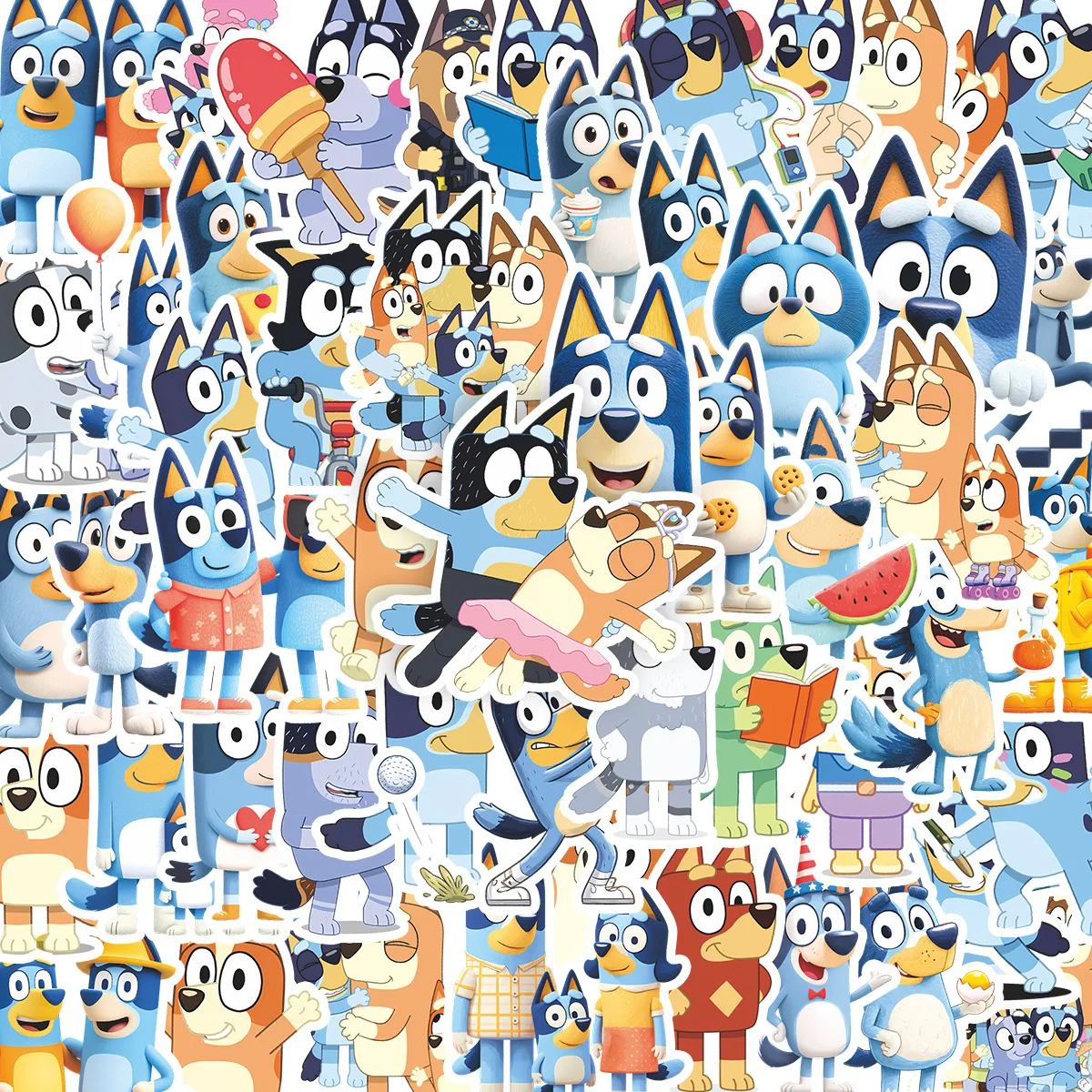 

51 шт., семейные наклейки с граффити для синей собаки, персонализированные украшения, мобильный скутер, багаж, милые маленькие наклейки, периферийные подарки