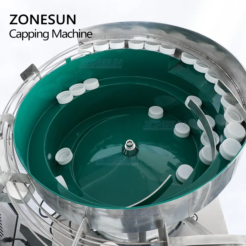 ZONESUN Kundenspezifische automatische Abdeckmaschine für Kosmetika, Saft und Getränkeflaschen mit Vibrationsverschluss für die Produktion