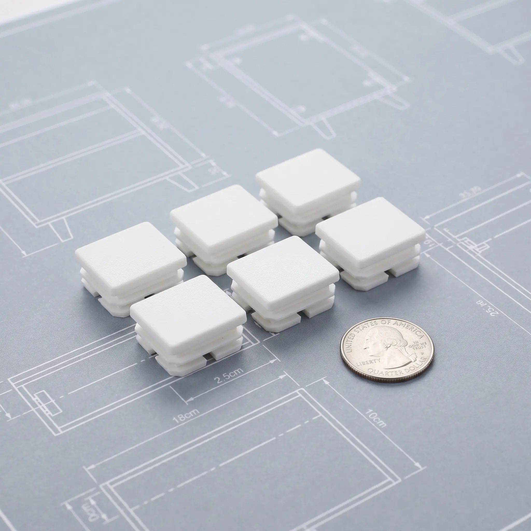 24Pcs Square Tube End Caps White Plastic Non Slip Tube Plug Inserts Furniture Legs Chair Post Table Fence Pipe Covers - view 3