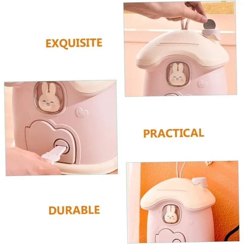 حصالة على شكل حيوان للأطفال مع مفاتيح بنات بنك توفير المال مع ملصق كرتوني ثلاثي الأبعاد على شكل فطر أصبع حصالة نقود معدنية هدية للأولاد #5