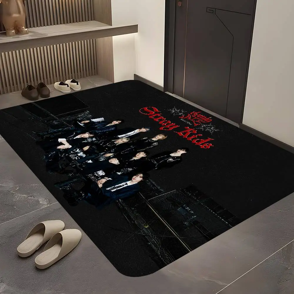 Kpop Star S-Stray Kids Floor Mat INS Style Soft Bedroom Floor House Laundry Room Mat Anti-skid Bedside Area Rugs