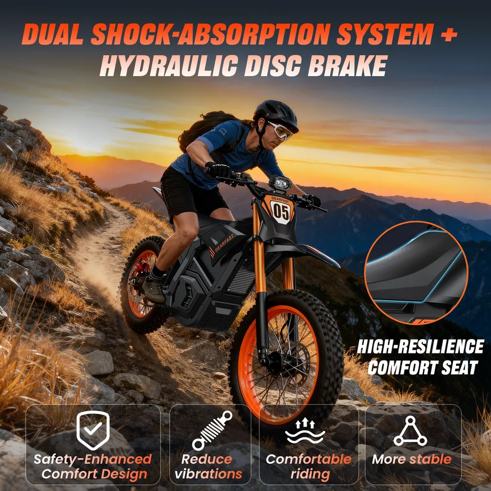 3000W Electric Dirt Bike 21AH 20''Fat Tire E-Mountain Ebike Motorcycle CHEEVALRY