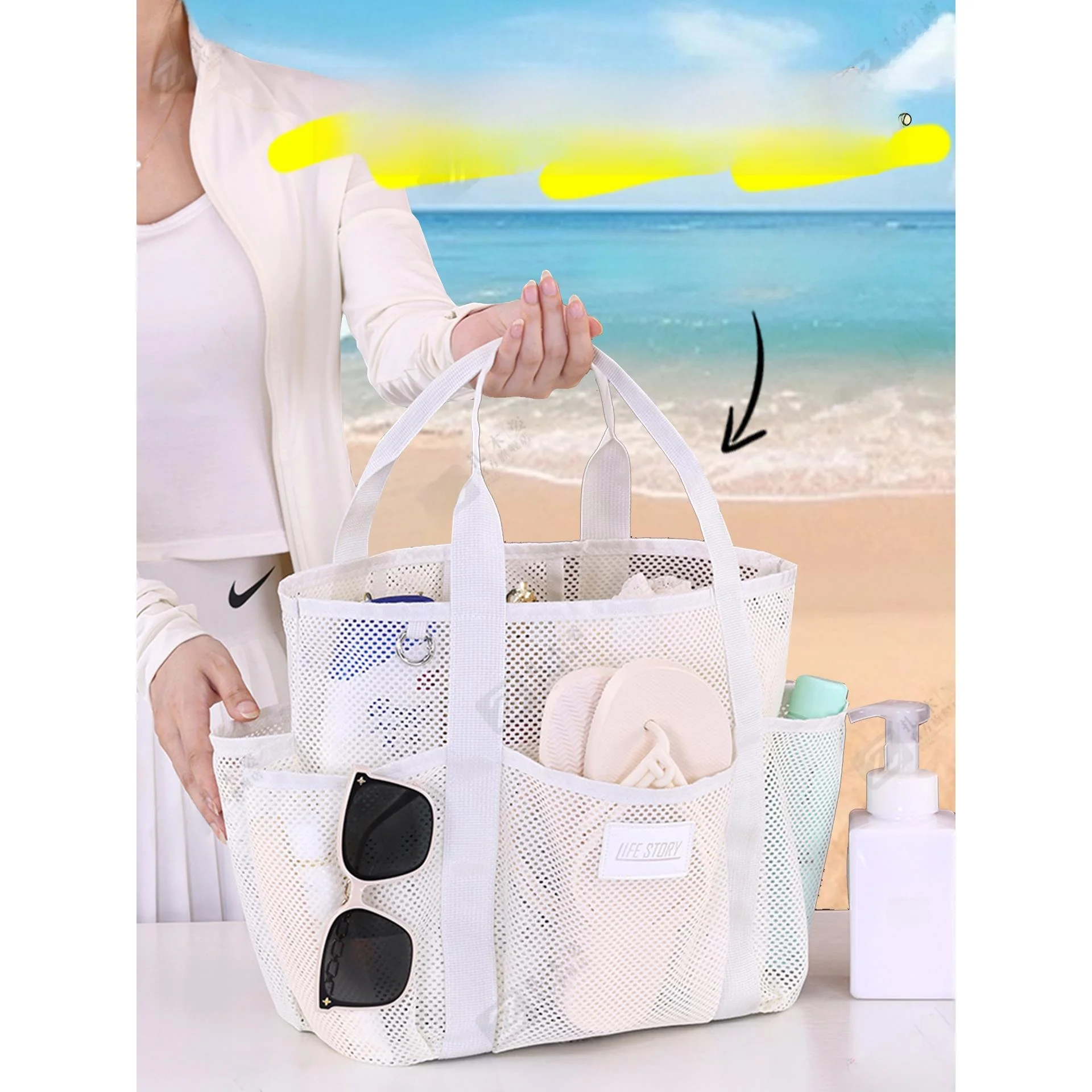 

Large Capaci Swimming Suit Beach Bag Handheld Travel Bag to the Sea Tourist Goods Me Handbag New 2026 Fly Blue Valley