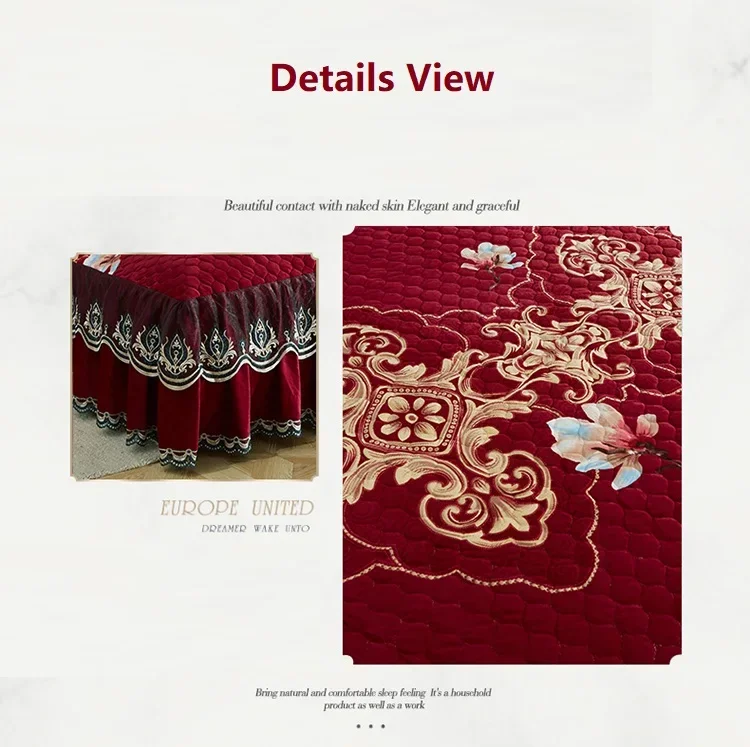 High Grade Luxury Soft Bed Skirt Winter Plush Thick Quilted Bed Cover Skirt King Queen Pad Bedspread Not Including Pillowcase