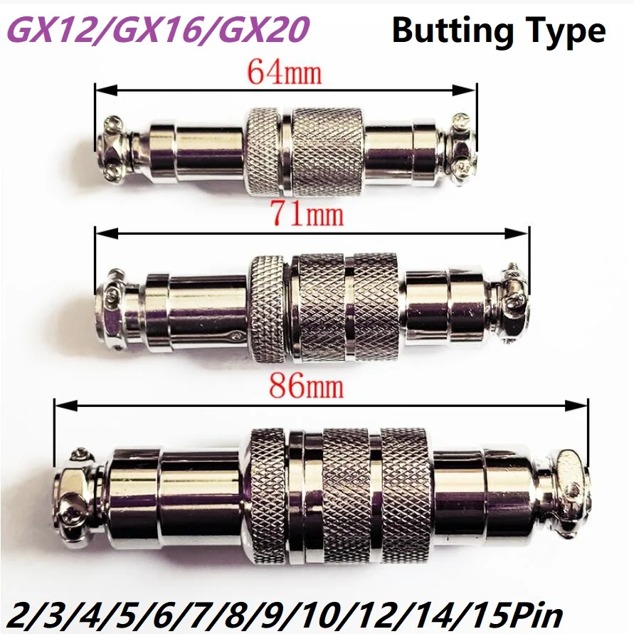 GX12 GX16 GX20 Aviation Circular Socket 2/3/4/5/6/7/8/9/10/12/14/15Pin Butting Type Male or Female Docking Wire Plug Socket