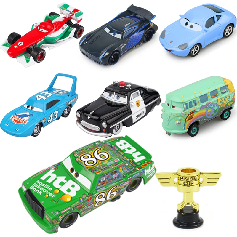 Disney Pixar Cars 2 Lightning McQueen Mater Chick Hicks Pistion Cup Mcqueen 1:55 Diecast Vehicle Metal Toys Gift Christmas Boy