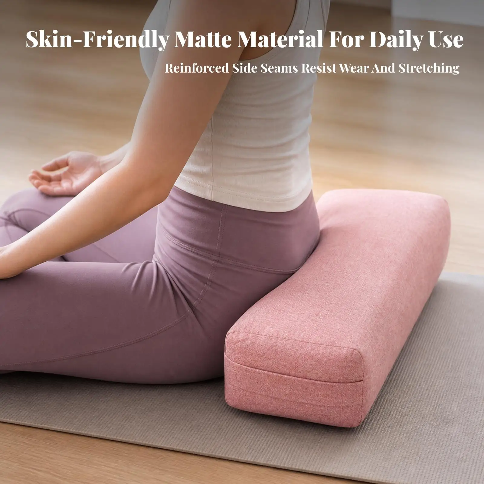 Supportive Yoga Bolster Cushion Rectangular Pillow for Meditation and Deep Stretching Routines