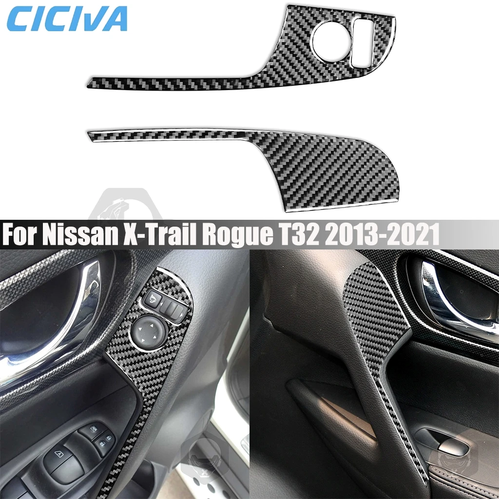 

Carbon Fiber Car Accessories Side Mirror Adjustment Interior Cover Modified Trim Sticker For Nissan X-Trail Rogue T32 2013-2021