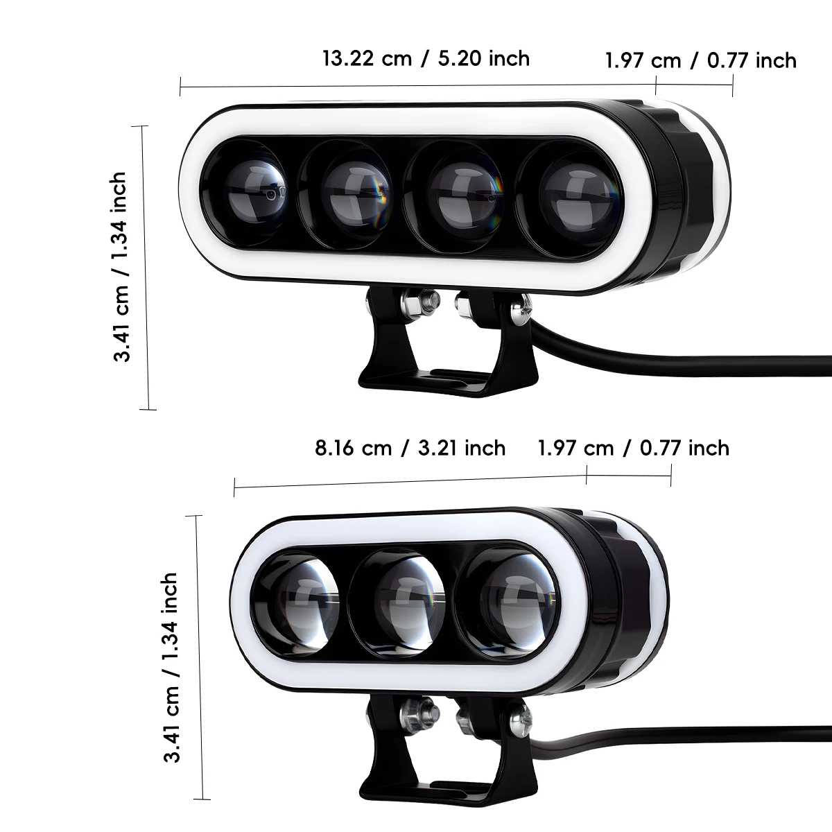 Picture 5: 1/2PCS Motorcycle LED Spotlight 3/4 Lens White Yellow Hi/Low Beam With Blue Angle Ring For ATV UTV RV Offroad Work light 12-24V