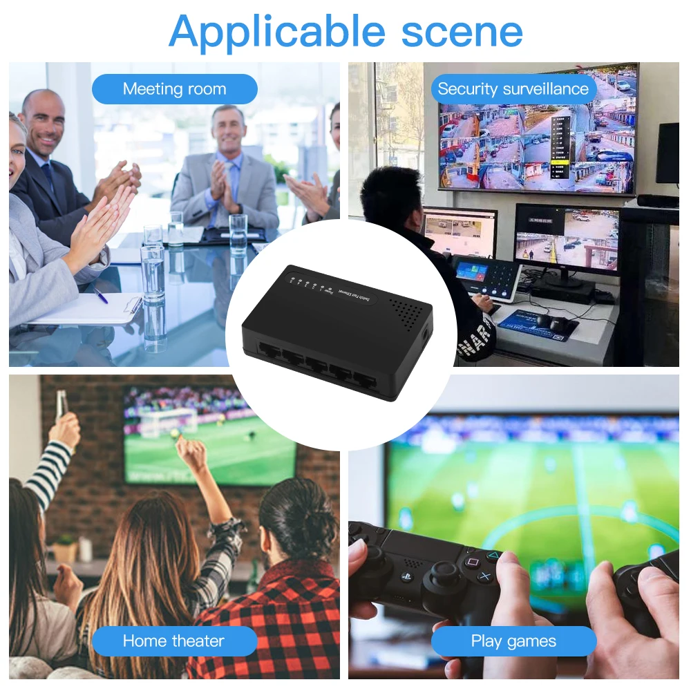 5 Port Network Switch Splitter 100M Mini Ethernet Network Adapter For Home Office EU/US Plug