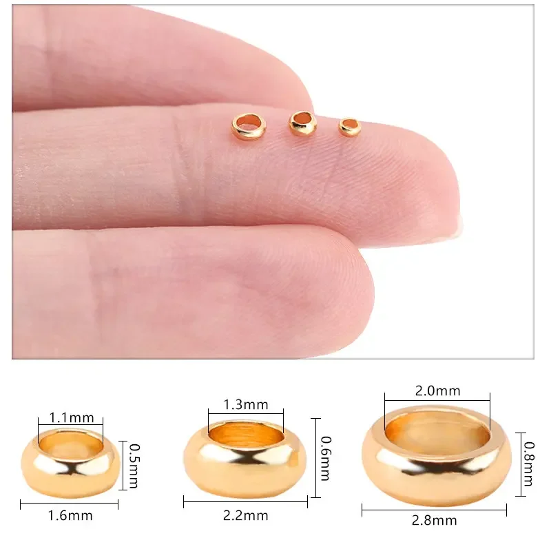 100Pcs Stainless Steel Crimp End Beads Original Gold Color Smooth Round Stopper Spacer Beads DIY Jewelry Making Supplies view 3