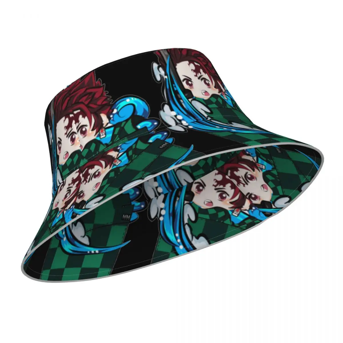 Tanjiro In Pocket Demon Slayer Bucket Hat Kimetsu no Yaiba Hawaii Fashion Reflective Fisherman Hats Printed Reversible Sun Hat