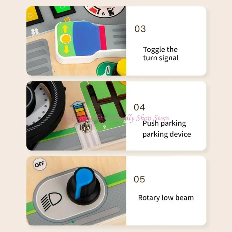 85AE Natural Steering Wheel Board for Early Fabrid Tovement Awayshelies and Motor Skill Practice #2
