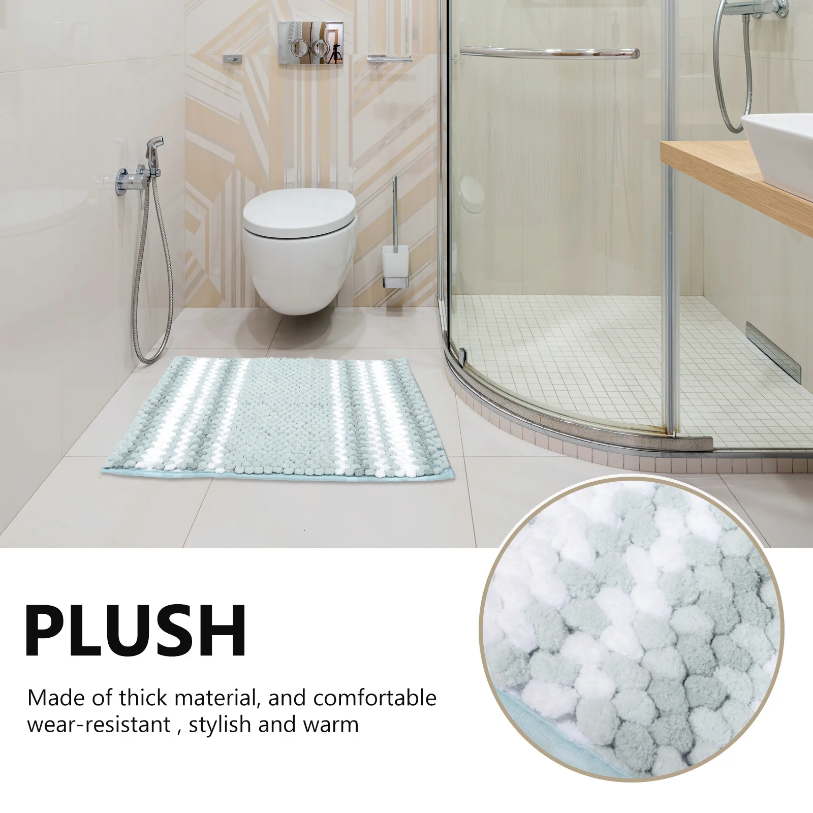

Bathroom Floor Mat Thick Water Absorbent Non-Slip Shower Rug Washable Bath Rug Entry Door Mat Floor Pad