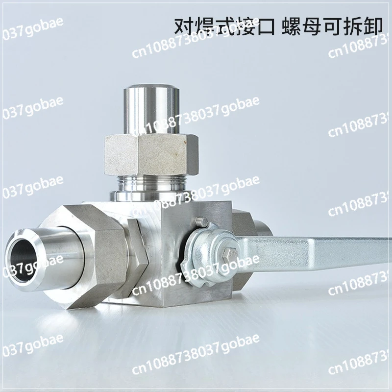 Three-way hydraulic ball valve Marine chemical steel mill Petroleum 304 stainless steel welding Manual reversing high pressure