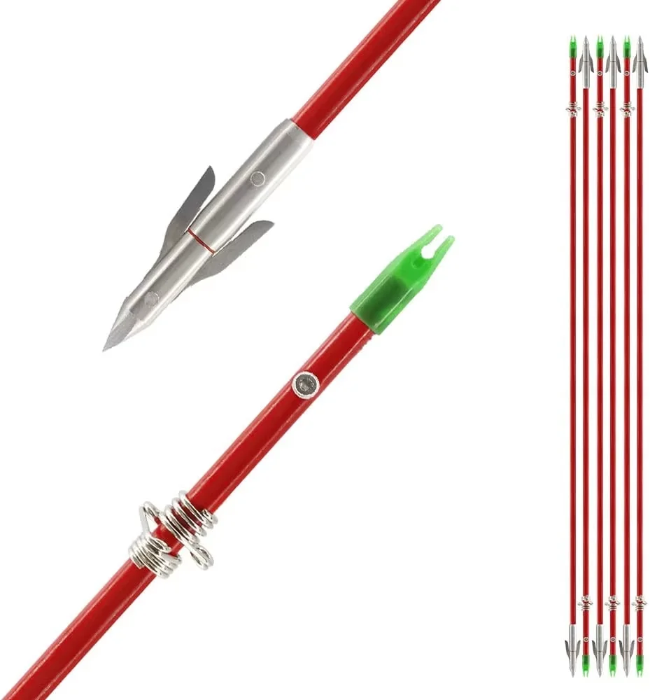 Wisdom Bowfishing Head Carbon/Glass-Fiber Arrow Shafts 2 Mechanical Barbs 2.5