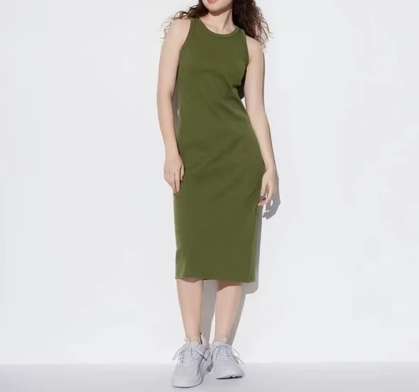 

Pit Stripe Sleeveless Dress+Breast Cotton for Women 2024 Summer Solid Color Urban Style Versatile Round Neck Temperament Dress