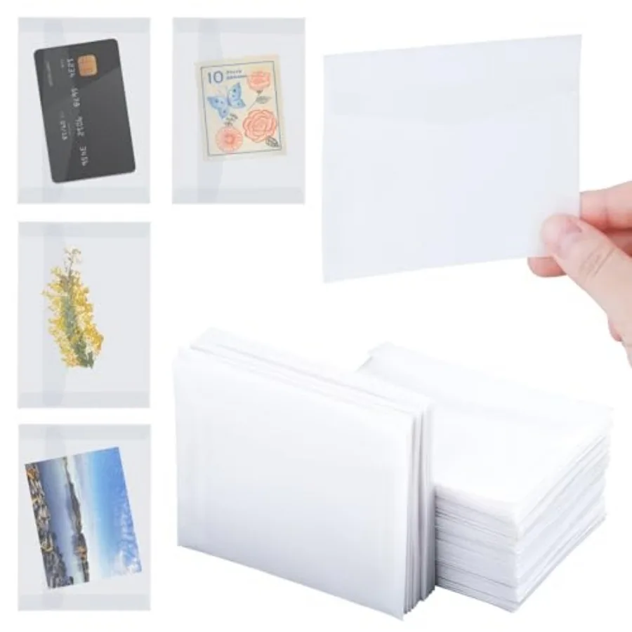 

50 PCS Glassine Envelopes 4.5 × 3.2" Translucent Envelope Small Clear Envelope Self Sealing Mini Envelopes for Stamps Coins See
