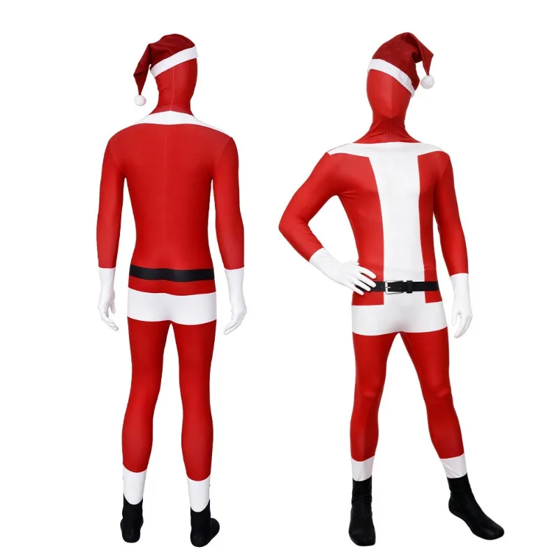 

2025 Santa Claus Cosplay Costume for Adults | Unisex One-Piece Christmas Performance Outfit with Hat & Beard, Holiday Show Dress