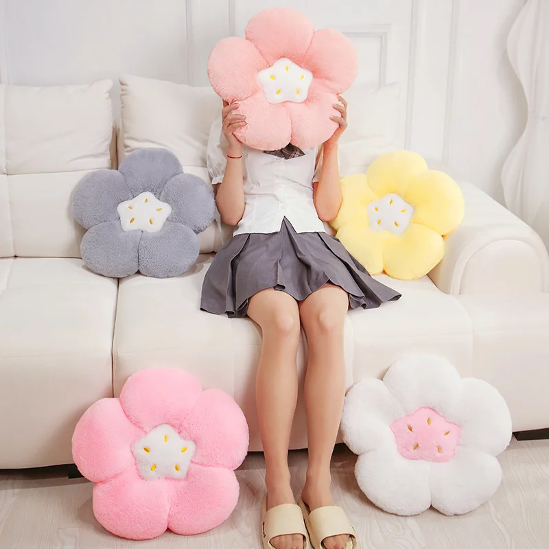 

40x40x6cm 5-petal Flower Seat Cushion Plush Plant Pillow Sunflower Decor Plushie Natural Back Support Peluche for Sofa Chair