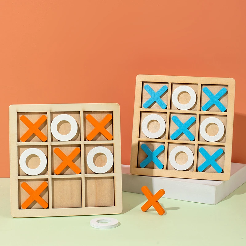 

Wooden Nine Palace Grid XO Well shaped Chessboard Children's Puzzle Toy Early Education Desktop Game