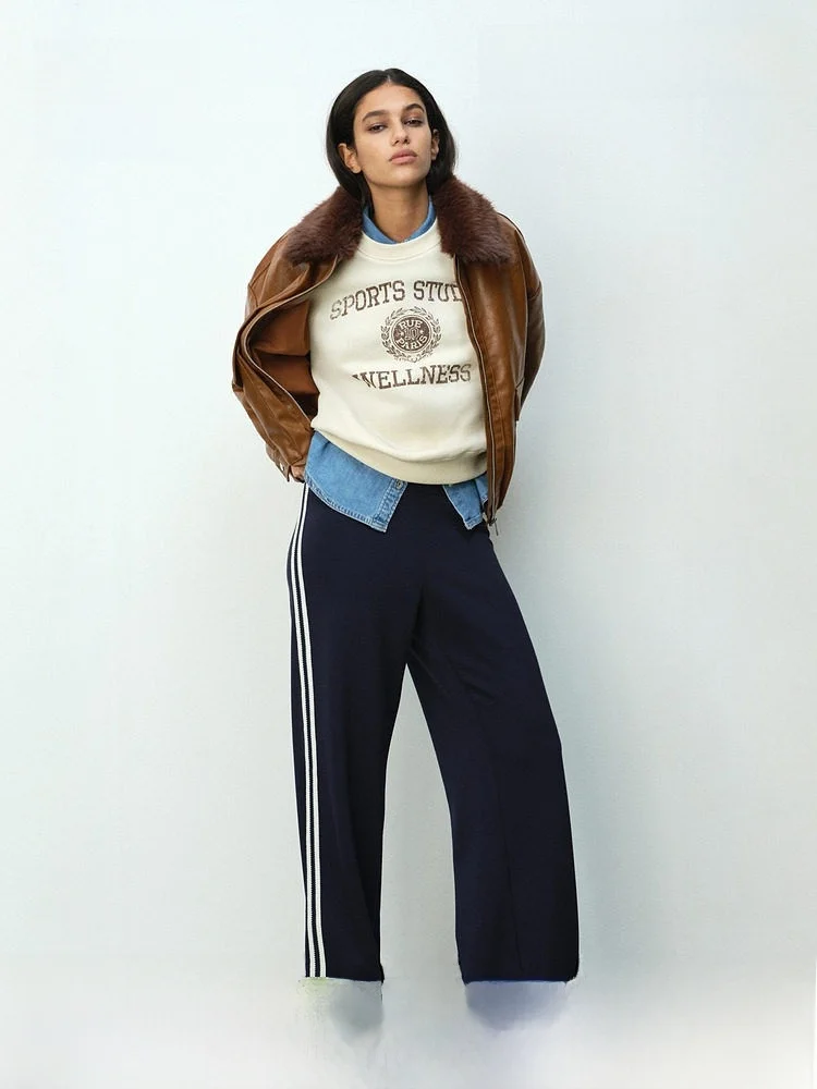 

H&M Summer Women's Air Layer Fabric Elastic Waist Wide Leg Pants High Waist Casual Style Ladies Fashion Polyester Blend