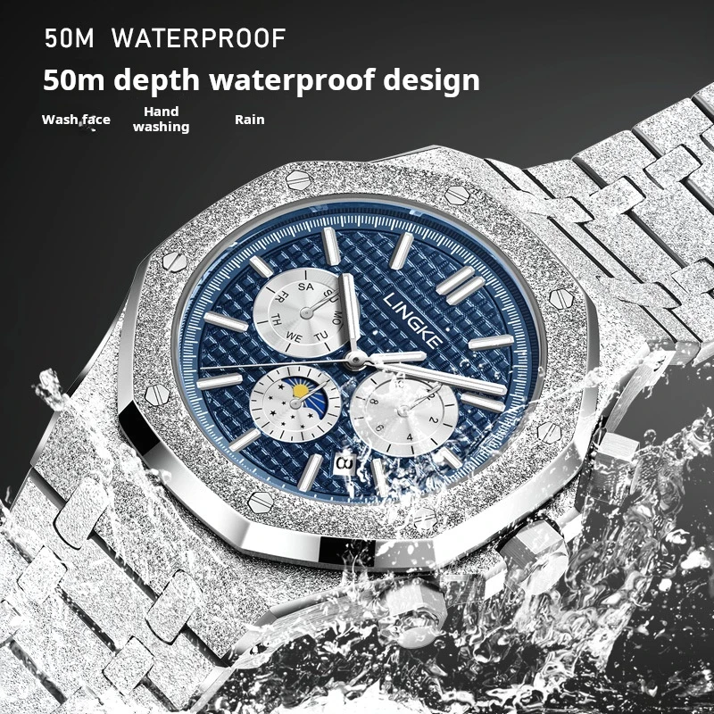 LINGKE классические мужские часы, трендовые модные оригинальные механические часы для мужчин, водонепроницаемые наручные часы из тонкой стали с сапфировым стеклом и датой
