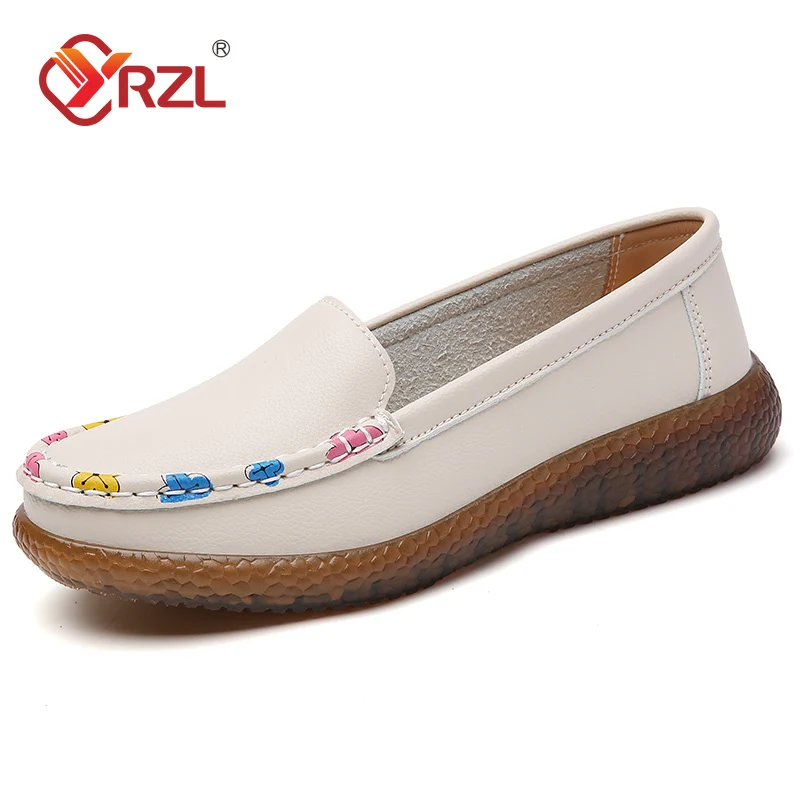 

YRZL Comfortable Women Loafers Slip On Flat Shoes Female Casual Moccasins Lightweight Anti-Skid Soft Sole Ladies Walking Shoes