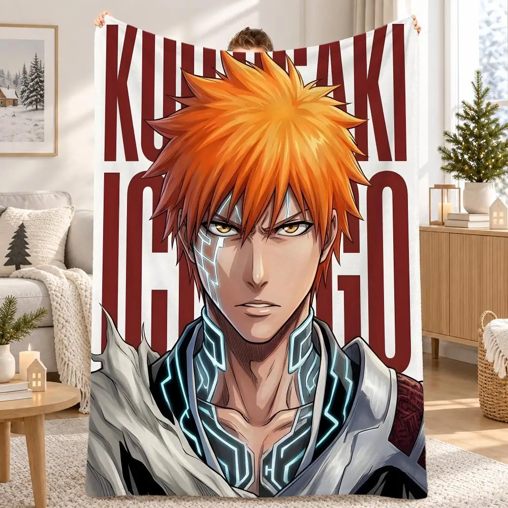 Ichigo Kurosaki Throw Pet Flannel Blanket Throw Blanket for Living Room Bedroom Bed Sofa Picnic Cover kids