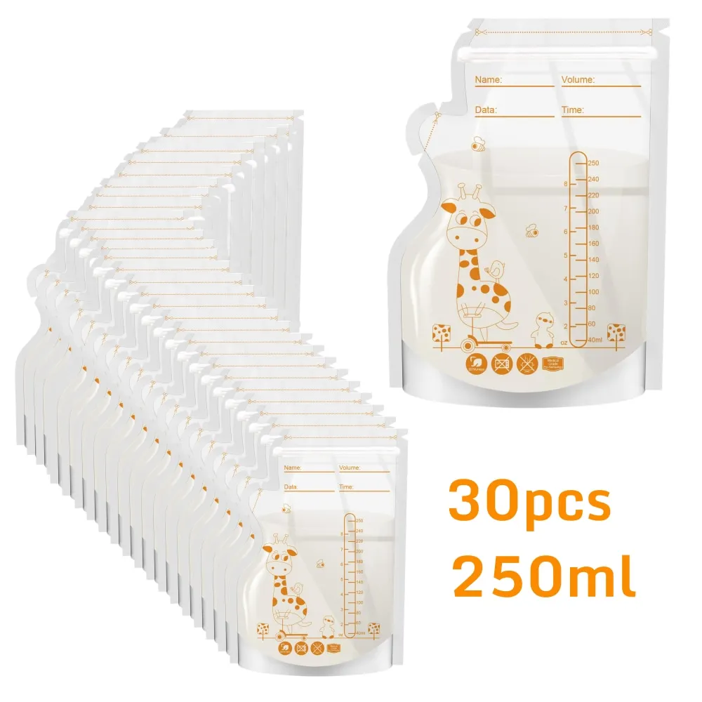 250 ml 100 stks Moedermelk Opbergtas Zelf Staande Babyvoeding Opslag Containers Geen Lek Melk Vriezer Zakken Veilig Feed BPA Gratis