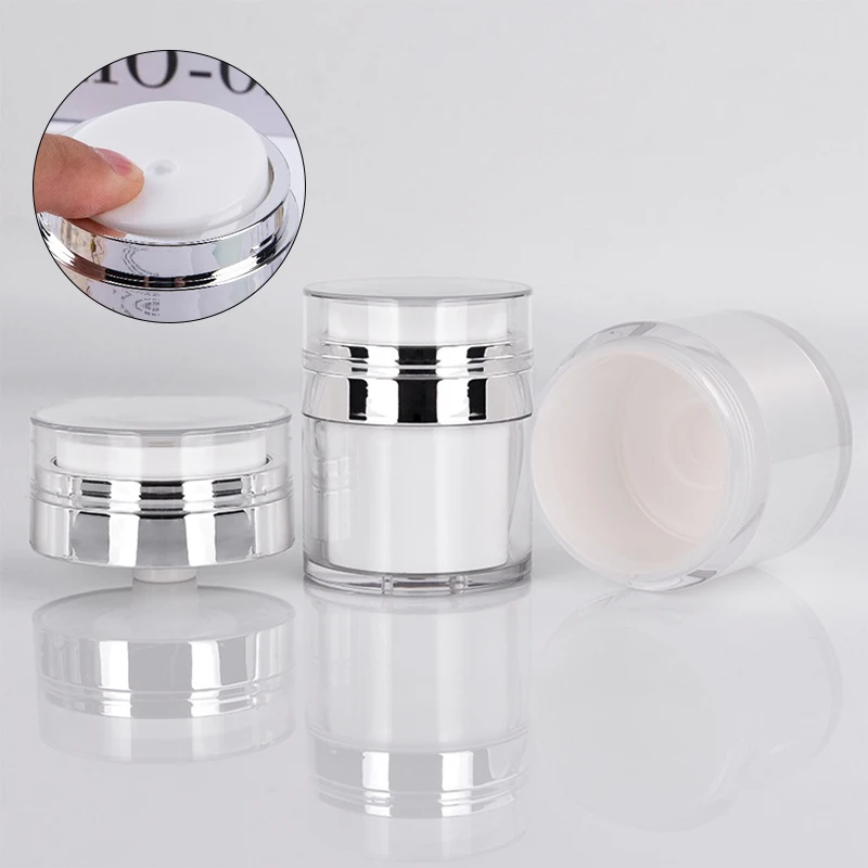 

1pcs 15/30/50ml Portable Travel Dispenser Pump Bottle Empty Acrylic Cream Jar Press Refillable Cosmetic Storage Container Makeup