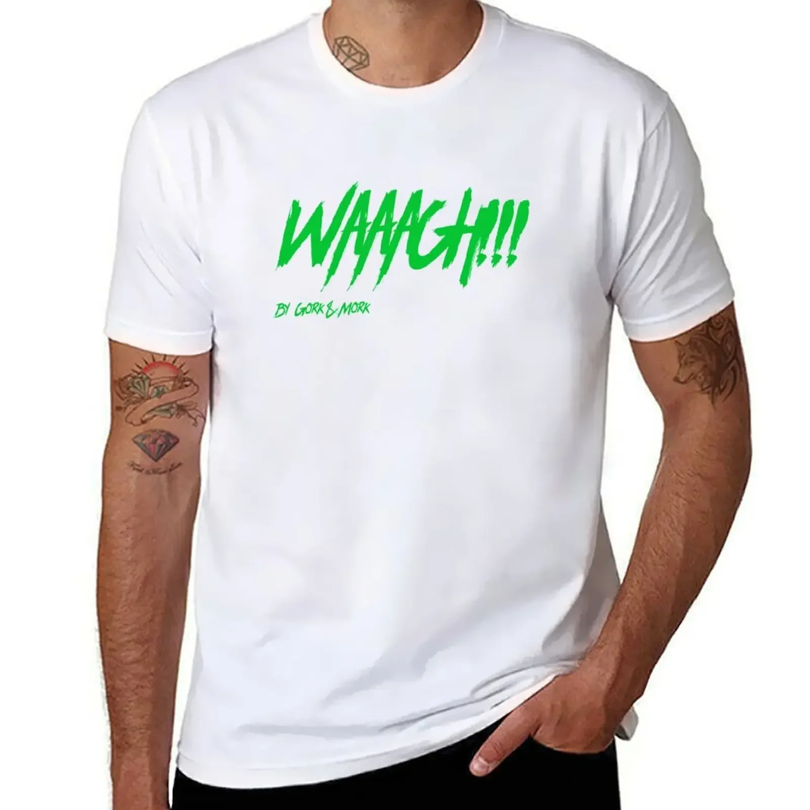 Waaagh By GorkMork Green T-Shirt cute clothes men 2024 heavyweight new arrival hot round neck cotton for men clothes fashion