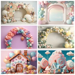 Newborn Baby Shower Backdrop for Girl Boy Kids Birthday Party Cake Smash Boho Balloon Photography Background Decor Photo Studio