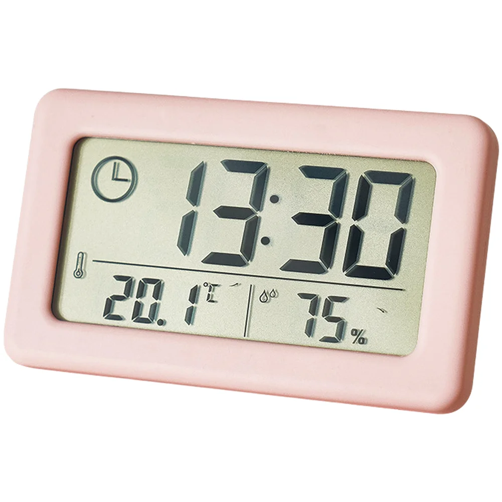 Slender Digital Clock Featuring Time Date for temp Humidity Readout Plus Stand and Wall Mount Compatibility White Red